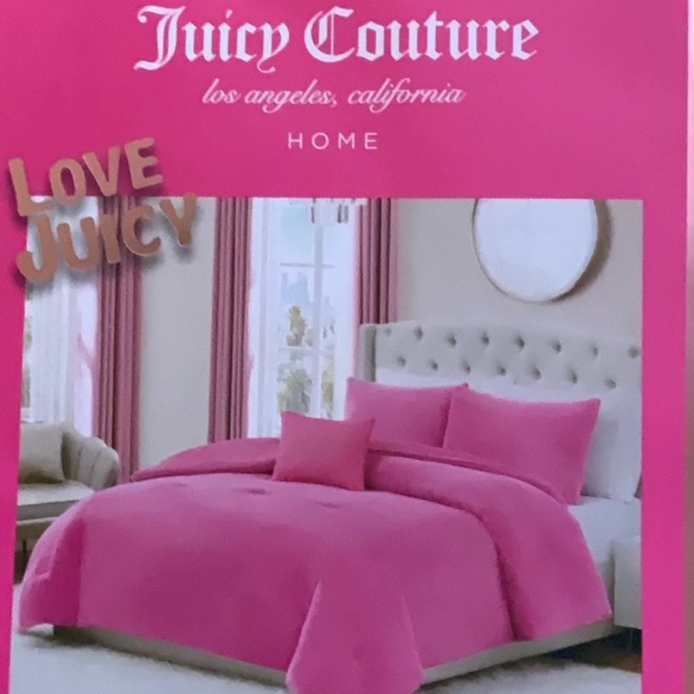 💖💖4 PIECE Juicy Couture Home Plush & Cozy Shimmery Comforter Set
